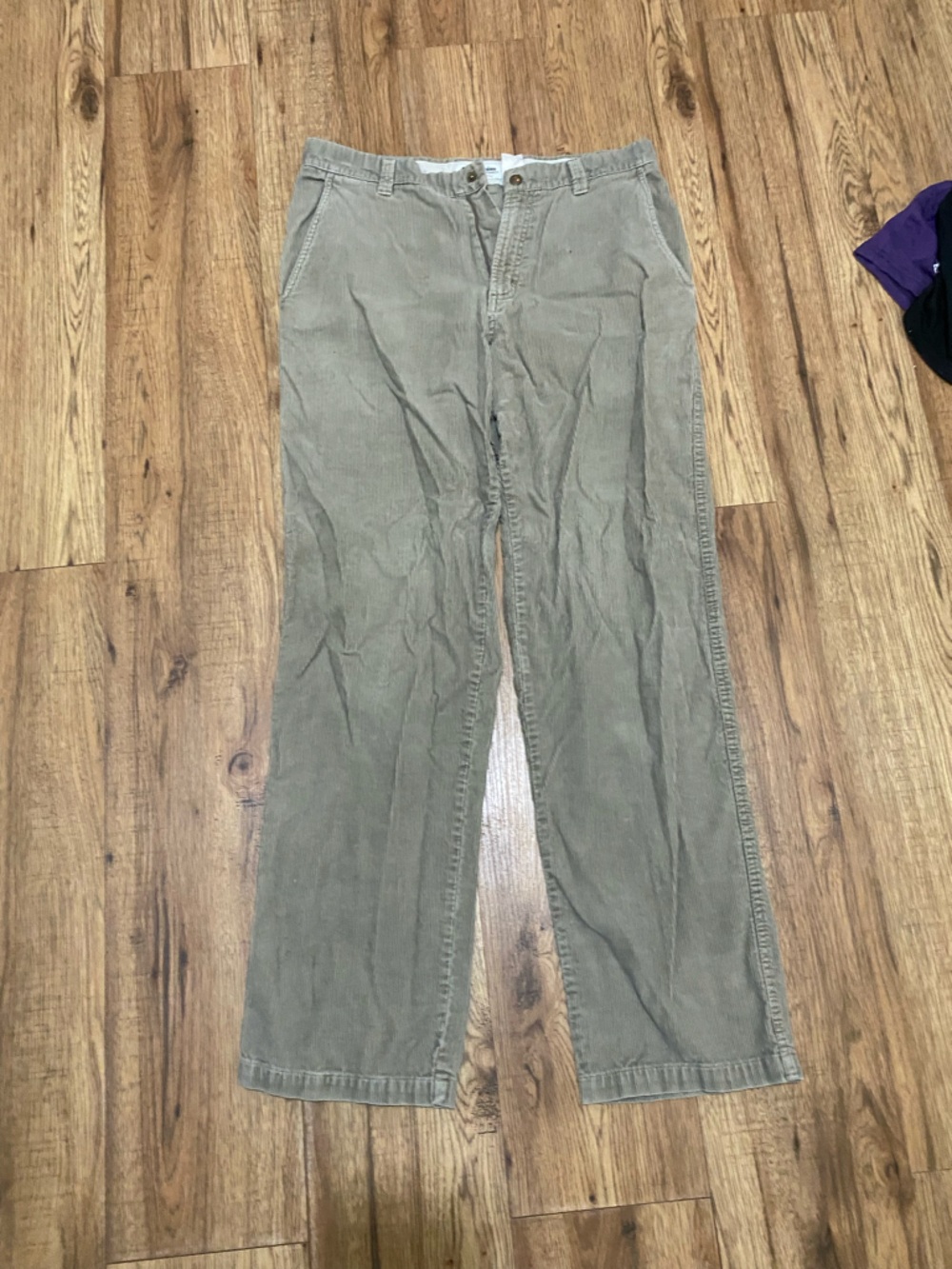 Olive Green corduroy Casual Pants - Straight Leg